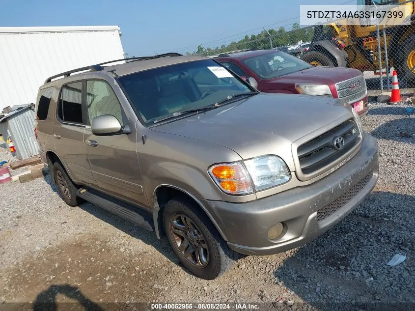 2003 Toyota Sequoia Sr5 V8 VIN: 5TDZT34A63S167399 Lot: 40052955