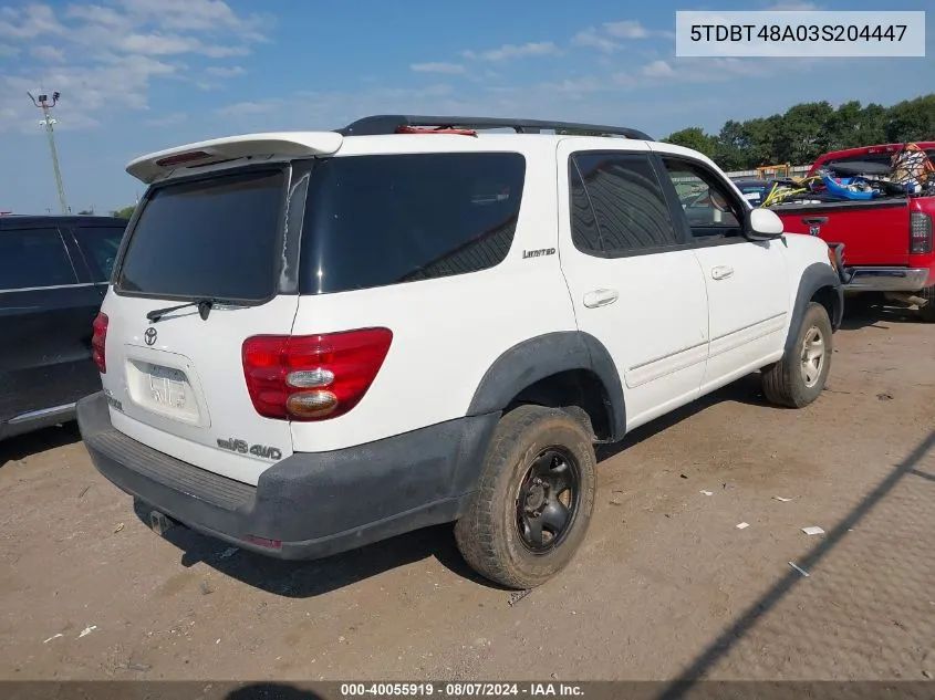 2003 Toyota Sequoia Limited VIN: 5TDBT48A03S204447 Lot: 40055919