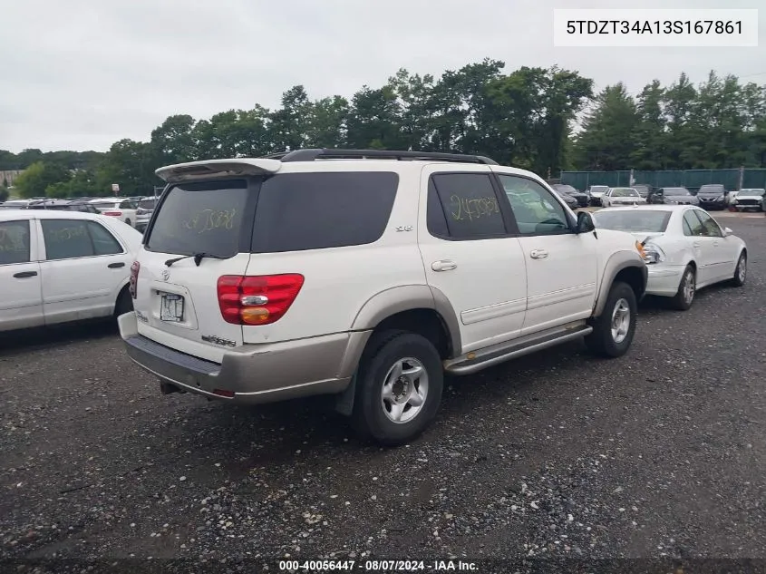 2003 Toyota Sequoia Sr5 V8 VIN: 5TDZT34A13S167861 Lot: 40056447