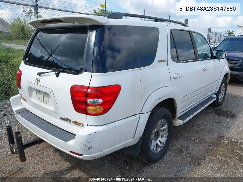 2003 Toyota Sequoia Limited VIN: 5TDBT48A23S147880 Lot: 40146724