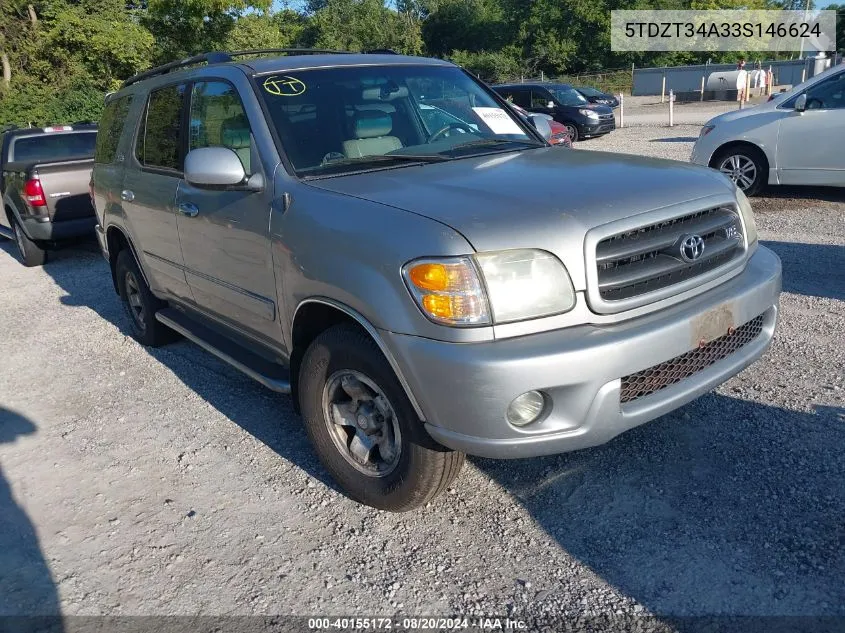 2003 Toyota Sequoia Sr5 V8 VIN: 5TDZT34A33S146624 Lot: 40155172