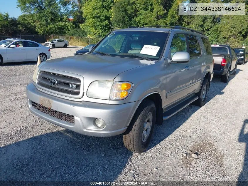 2003 Toyota Sequoia Sr5 V8 VIN: 5TDZT34A33S146624 Lot: 40155172