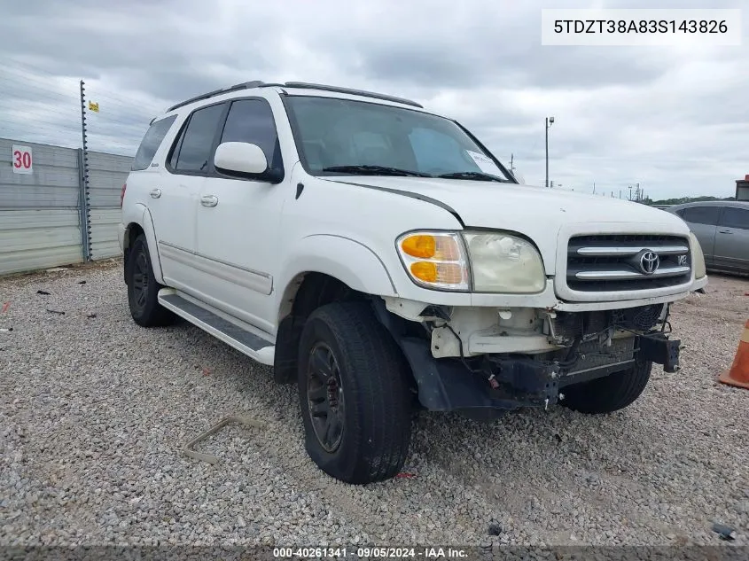 5TDZT38A83S143826 2003 Toyota Sequoia Limited V8