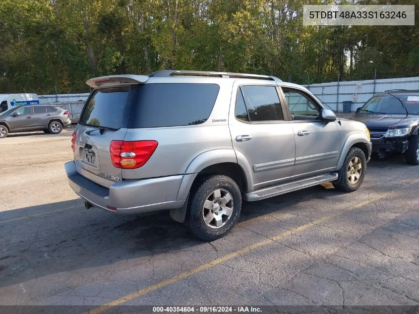 2003 Toyota Sequoia Limited V8 VIN: 5TDBT48A33S163246 Lot: 40354604