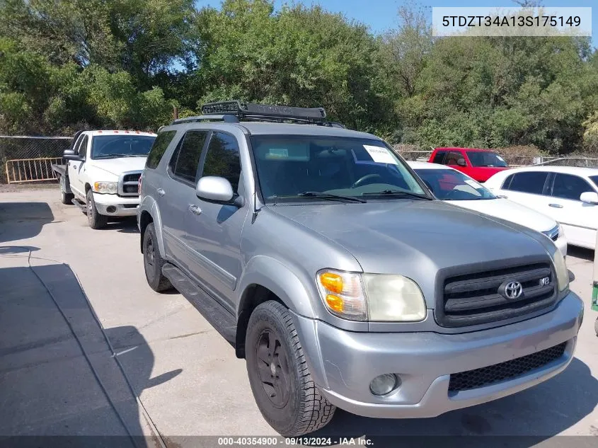 2003 Toyota Sequoia Sr5 V8 VIN: 5TDZT34A13S175149 Lot: 40354900