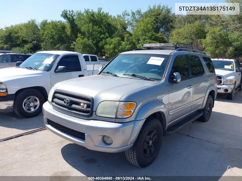 2003 Toyota Sequoia Sr5 V8 VIN: 5TDZT34A13S175149 Lot: 40354900