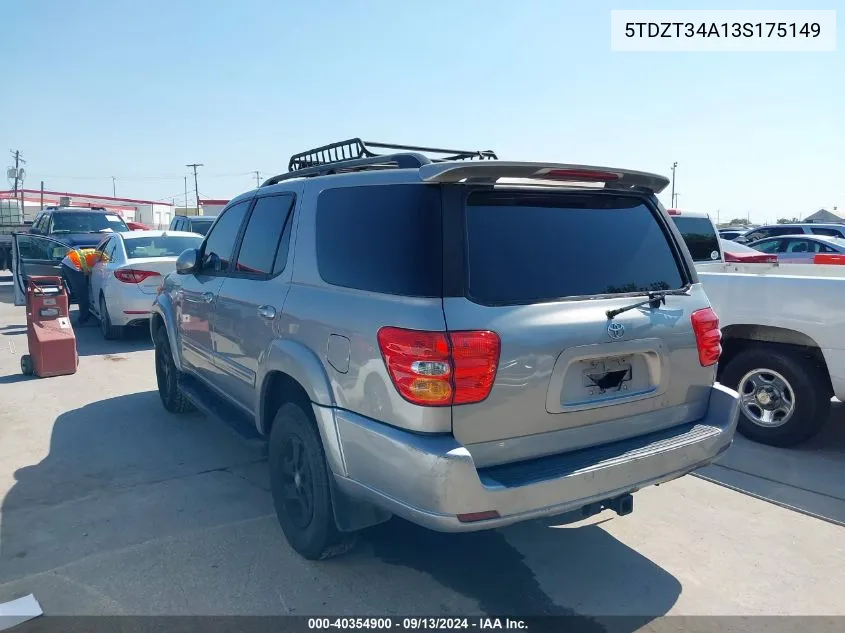 2003 Toyota Sequoia Sr5 V8 VIN: 5TDZT34A13S175149 Lot: 40354900