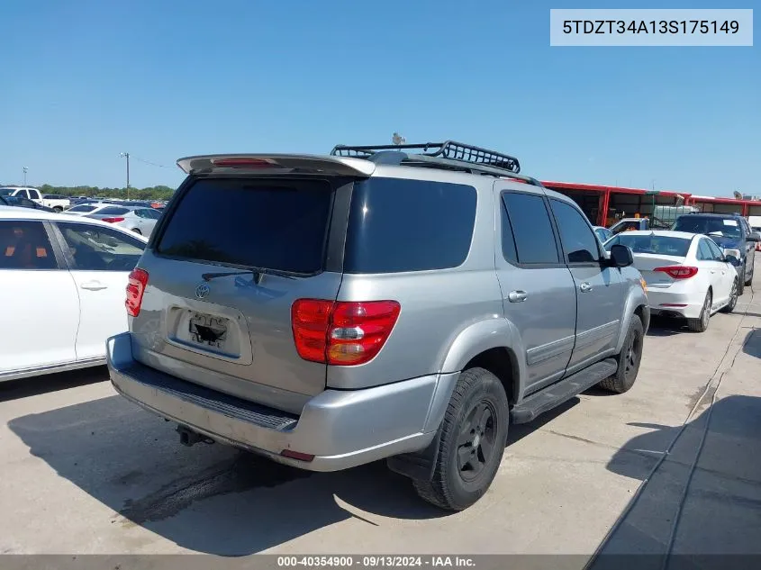 2003 Toyota Sequoia Sr5 V8 VIN: 5TDZT34A13S175149 Lot: 40354900