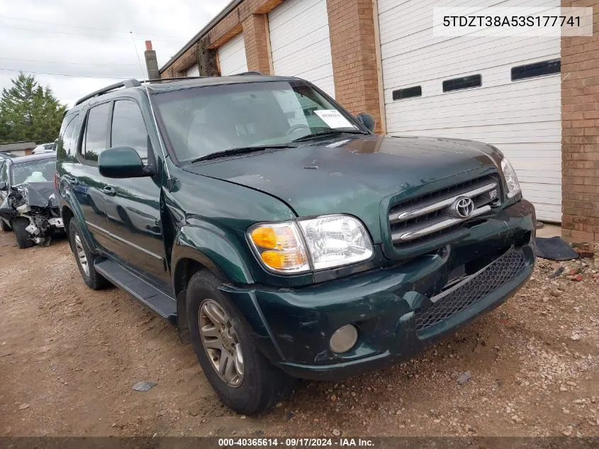 2003 Toyota Sequoia Limited V8 VIN: 5TDZT38A53S177741 Lot: 40365614