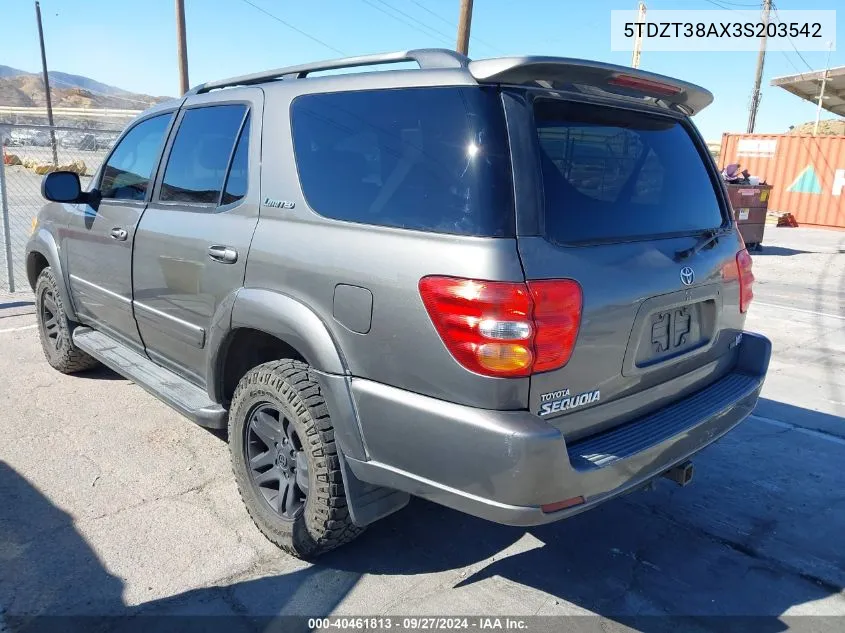 5TDZT38AX3S203542 2003 Toyota Sequoia Limited V8