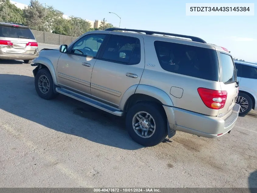 2003 Toyota Sequoia Sr5 V8 VIN: 5TDZT34A43S145384 Lot: 40473672