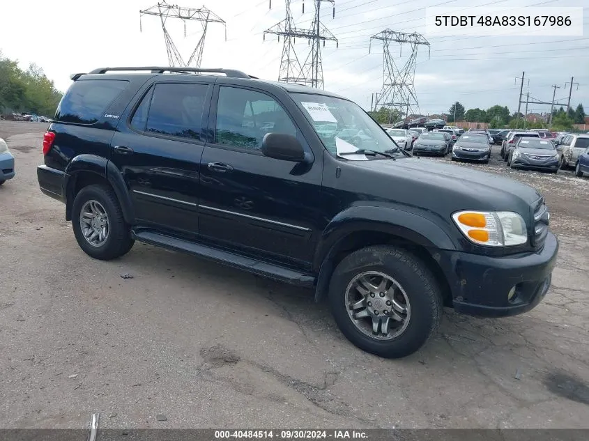 2003 Toyota Sequoia Limited V8 VIN: 5TDBT48A83S167986 Lot: 40484514