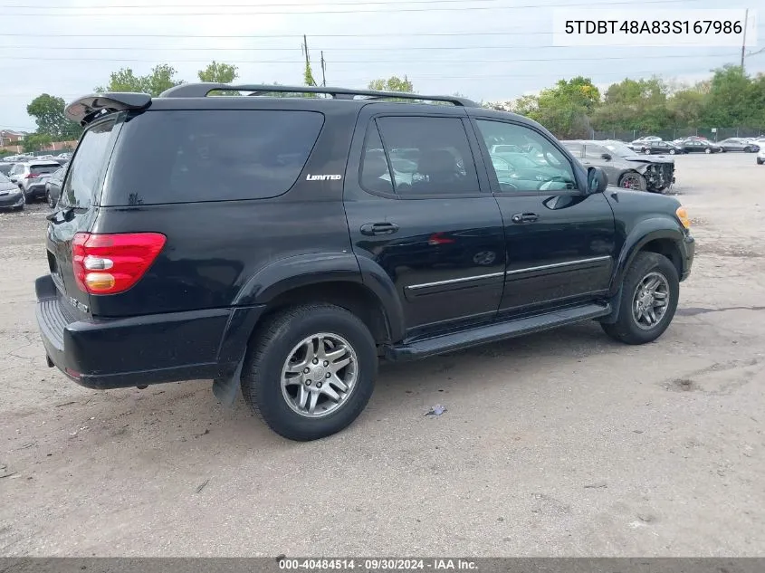 5TDBT48A83S167986 2003 Toyota Sequoia Limited V8