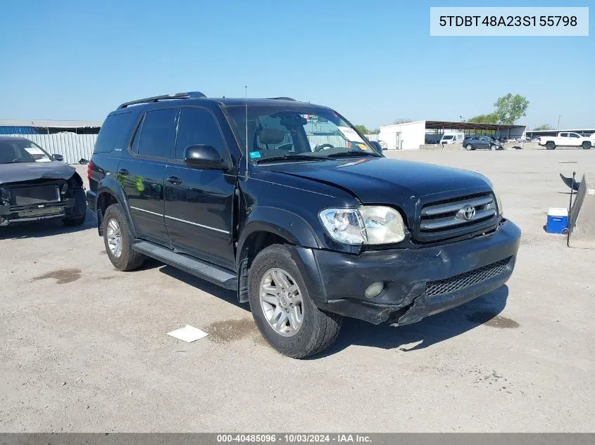 2003 Toyota Sequoia Limited V8 VIN: 5TDBT48A23S155798 Lot: 40485096