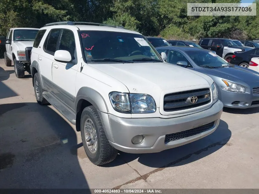 2003 Toyota Sequoia Sr5 V8 VIN: 5TDZT34A93S177036 Lot: 40524883