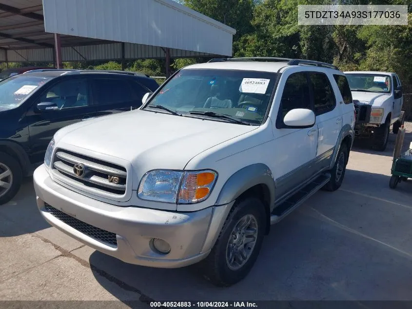 2003 Toyota Sequoia Sr5 V8 VIN: 5TDZT34A93S177036 Lot: 40524883