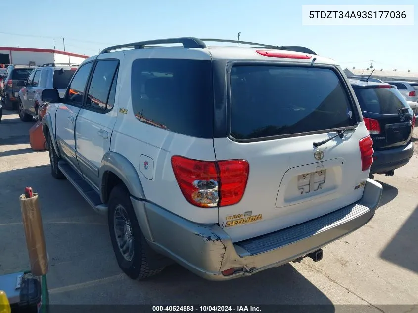 2003 Toyota Sequoia Sr5 V8 VIN: 5TDZT34A93S177036 Lot: 40524883