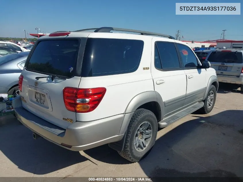 2003 Toyota Sequoia Sr5 V8 VIN: 5TDZT34A93S177036 Lot: 40524883