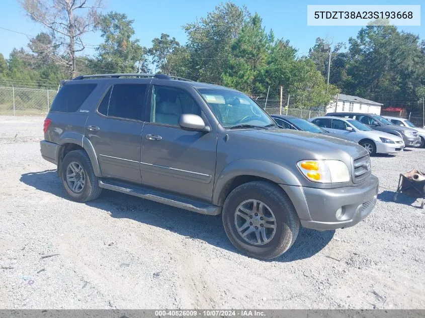 5TDZT38A23S193668 2003 Toyota Sequoia Limited V8