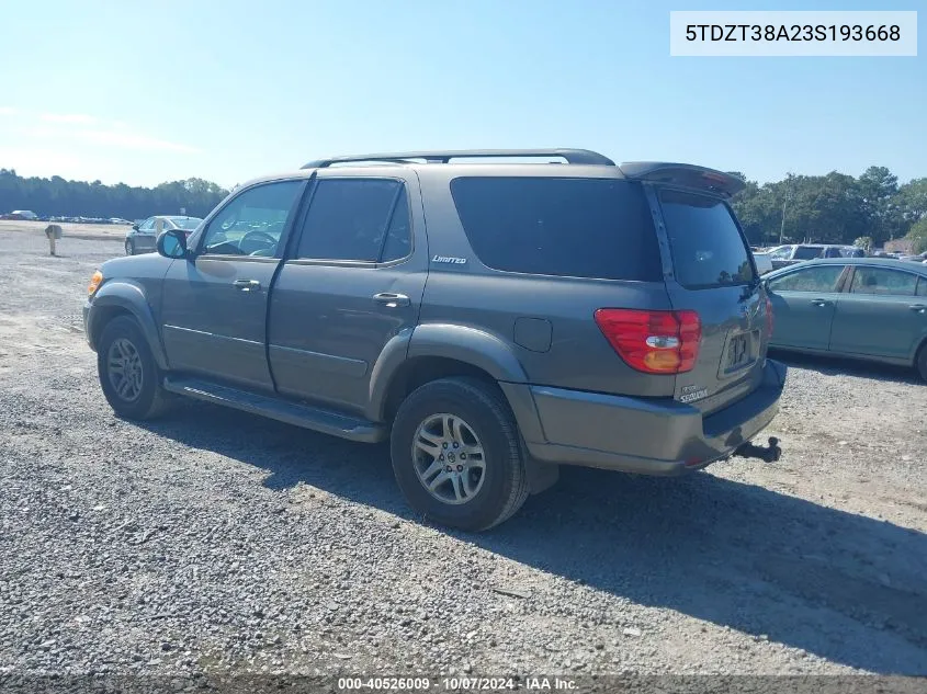 5TDZT38A23S193668 2003 Toyota Sequoia Limited V8