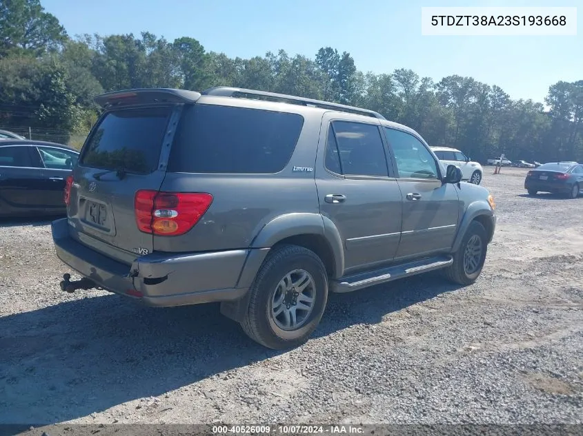 5TDZT38A23S193668 2003 Toyota Sequoia Limited V8