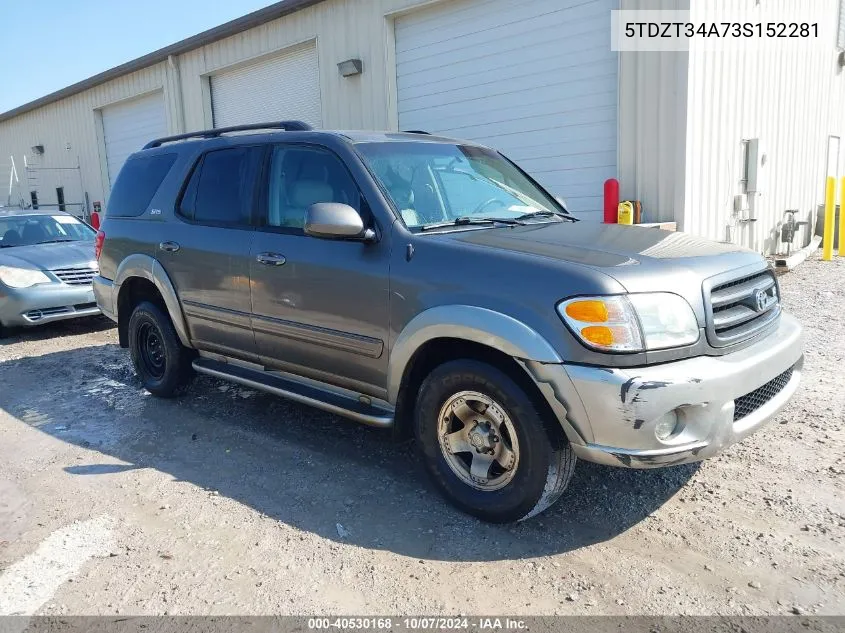 2003 Toyota Sequoia Sr5 VIN: 5TDZT34A73S152281 Lot: 40530168