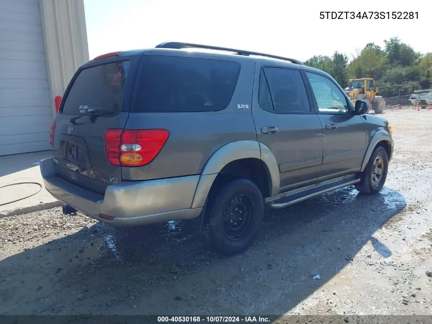 2003 Toyota Sequoia Sr5 VIN: 5TDZT34A73S152281 Lot: 40530168