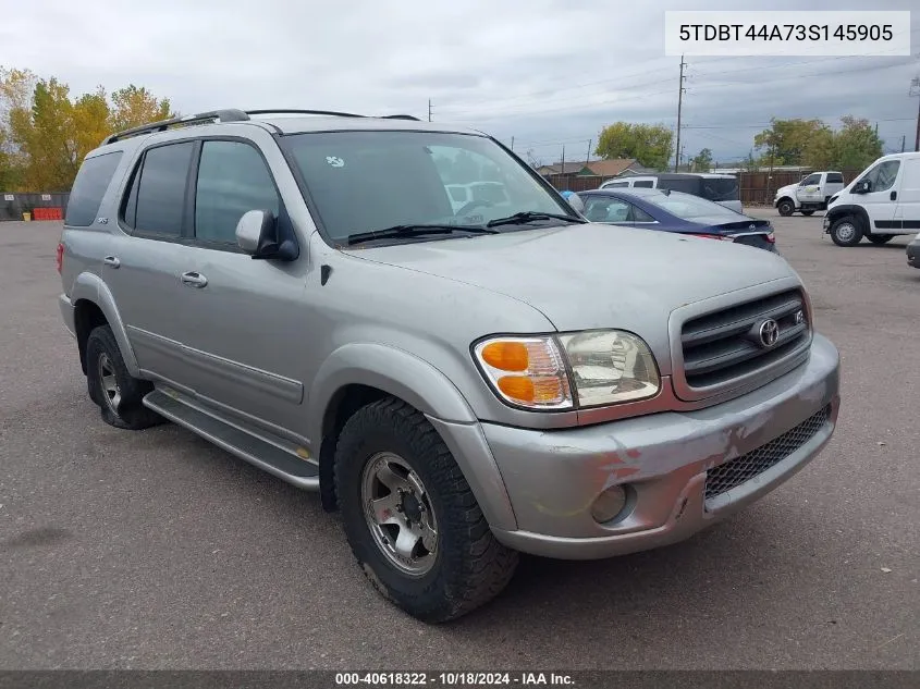 2003 Toyota Sequoia Sr5 V8 VIN: 5TDBT44A73S145905 Lot: 40618322