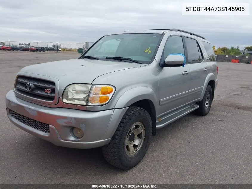 2003 Toyota Sequoia Sr5 V8 VIN: 5TDBT44A73S145905 Lot: 40618322