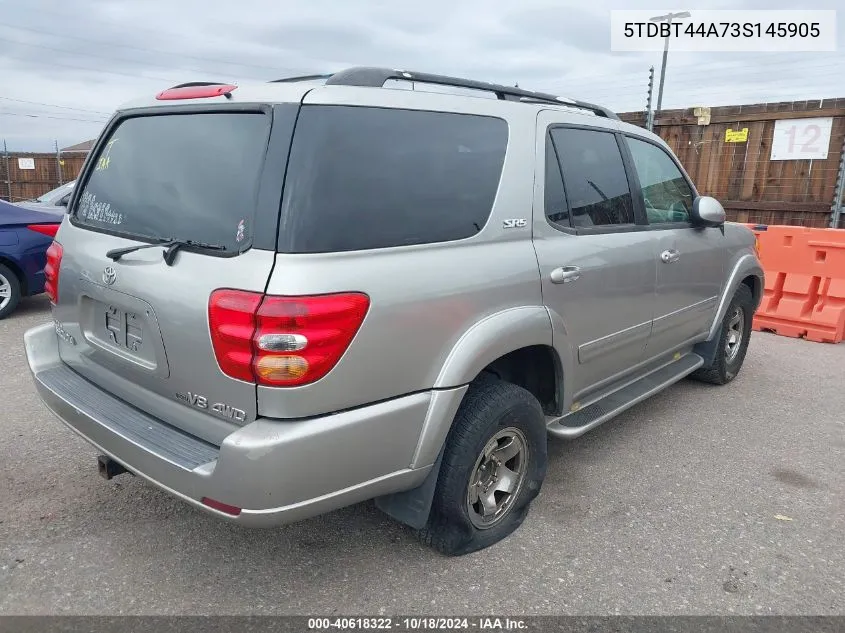 2003 Toyota Sequoia Sr5 V8 VIN: 5TDBT44A73S145905 Lot: 40618322