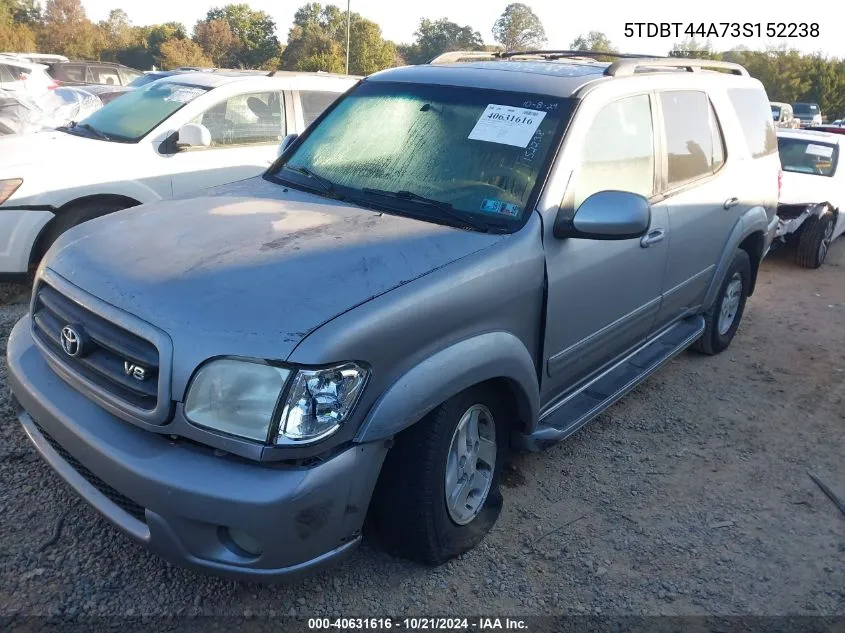 2003 Toyota Sequoia Sr5 VIN: 5TDBT44A73S152238 Lot: 40631616