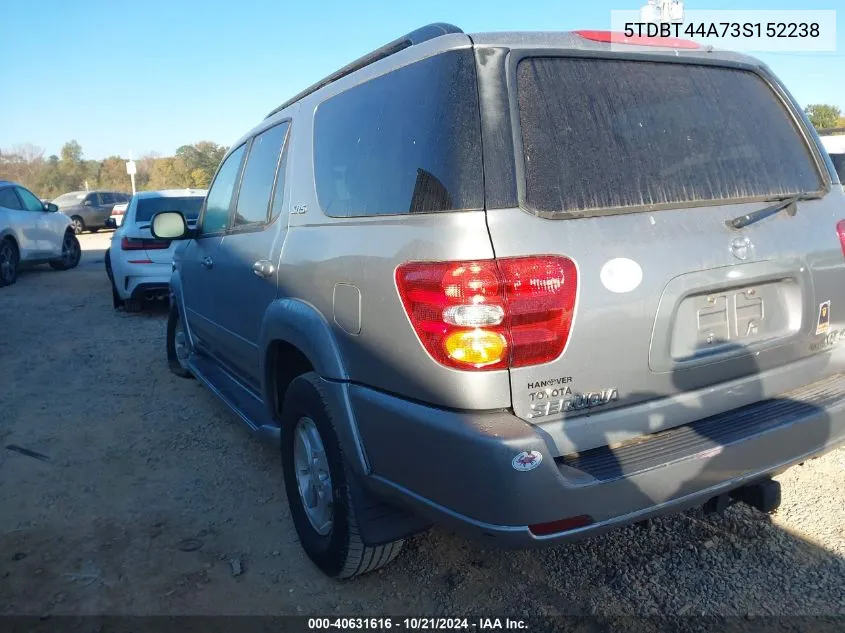 2003 Toyota Sequoia Sr5 VIN: 5TDBT44A73S152238 Lot: 40631616