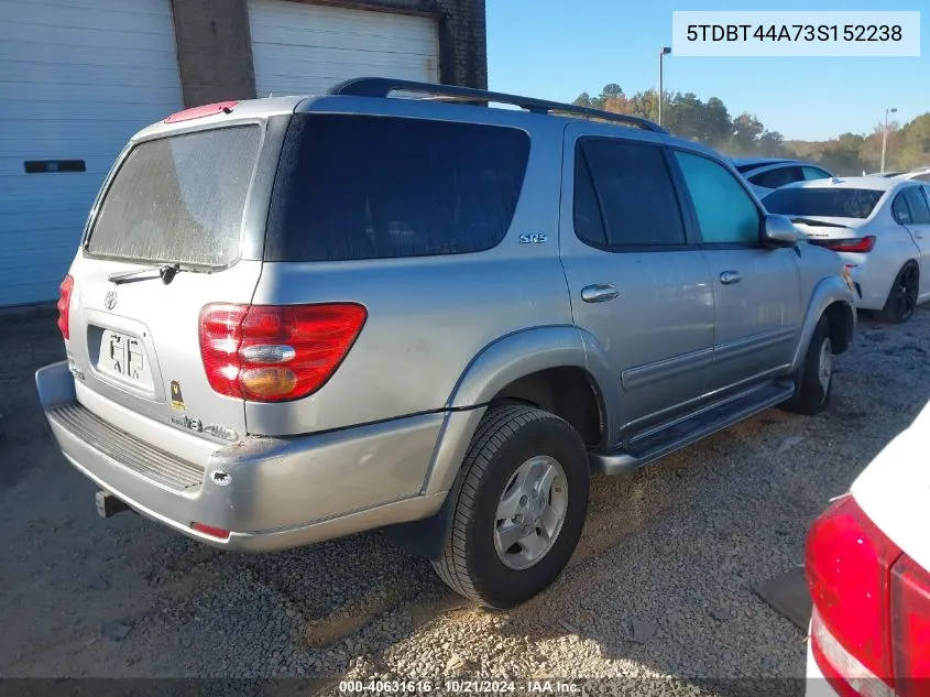 2003 Toyota Sequoia Sr5 VIN: 5TDBT44A73S152238 Lot: 40631616