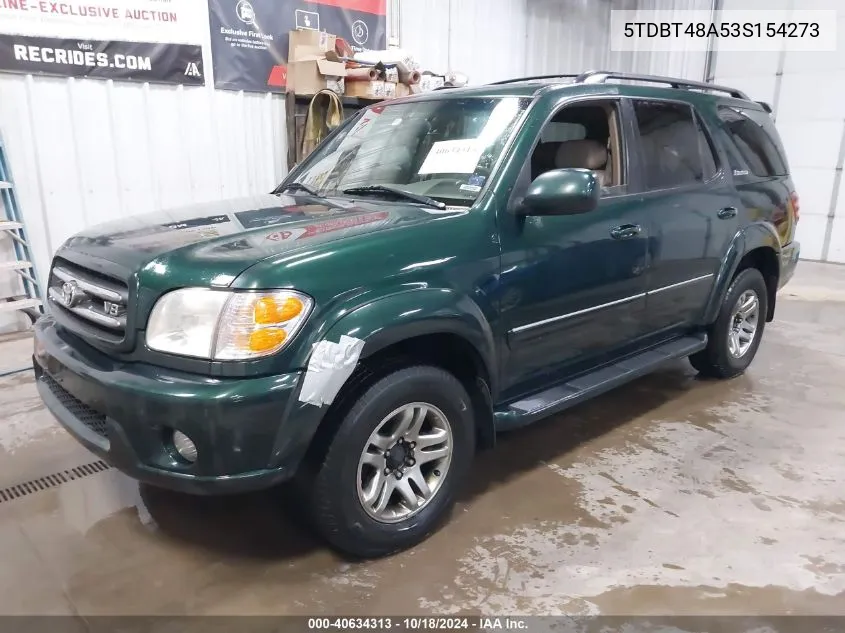 2003 Toyota Sequoia Limited V8 VIN: 5TDBT48A53S154273 Lot: 40634313