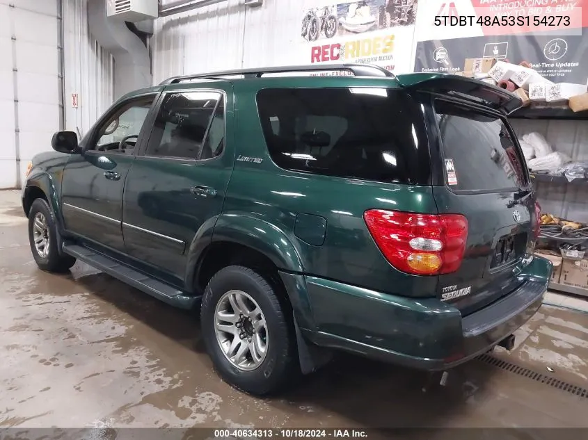 2003 Toyota Sequoia Limited V8 VIN: 5TDBT48A53S154273 Lot: 40634313