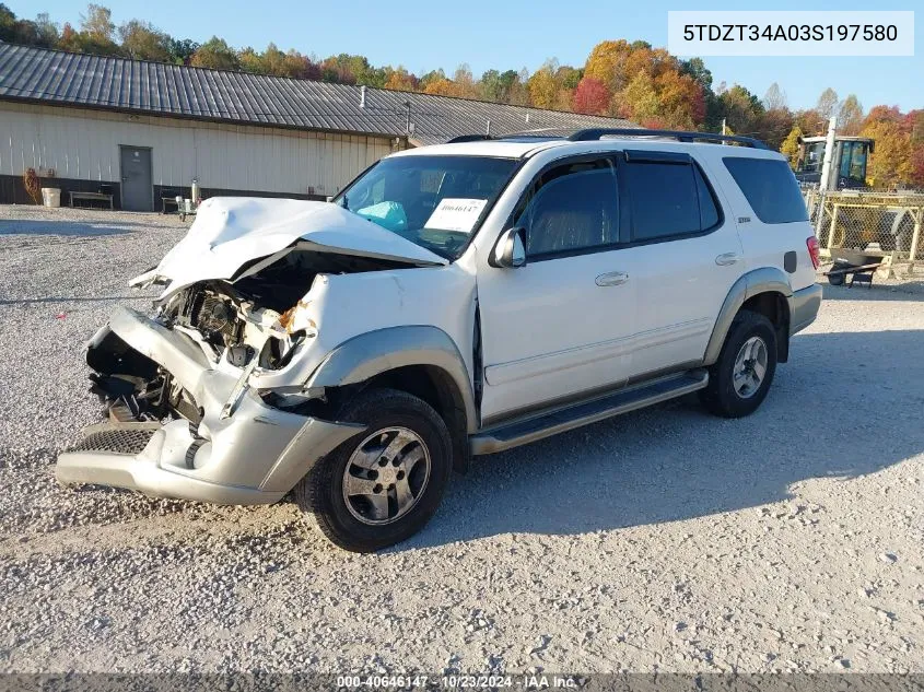 2003 Toyota Sequoia Sr5 V8 VIN: 5TDZT34A03S197580 Lot: 40646147