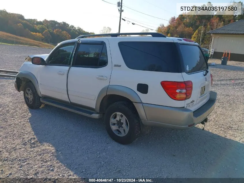 2003 Toyota Sequoia Sr5 V8 VIN: 5TDZT34A03S197580 Lot: 40646147