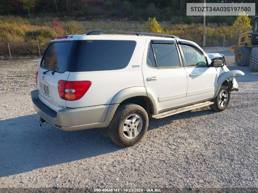 2003 Toyota Sequoia Sr5 V8 VIN: 5TDZT34A03S197580 Lot: 40646147