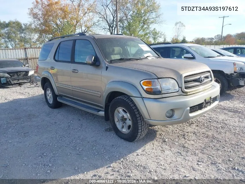 2003 Toyota Sequoia Sr5 VIN: 5TDZT34A93S197612 Lot: 40661322