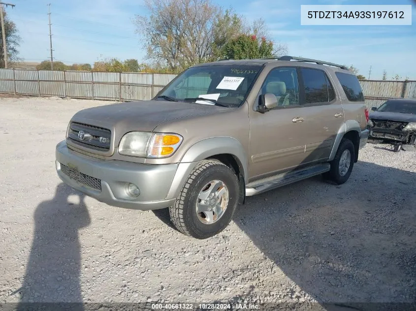 2003 Toyota Sequoia Sr5 VIN: 5TDZT34A93S197612 Lot: 40661322