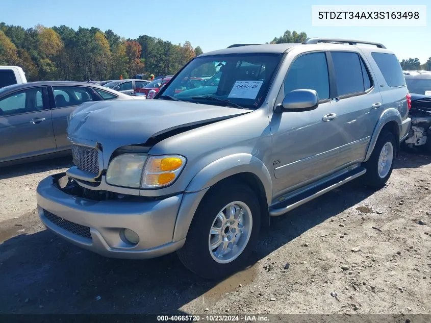 2003 Toyota Sequoia Sr5 V8 VIN: 5TDZT34AX3S163498 Lot: 40665720