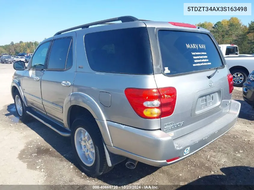 2003 Toyota Sequoia Sr5 V8 VIN: 5TDZT34AX3S163498 Lot: 40665720