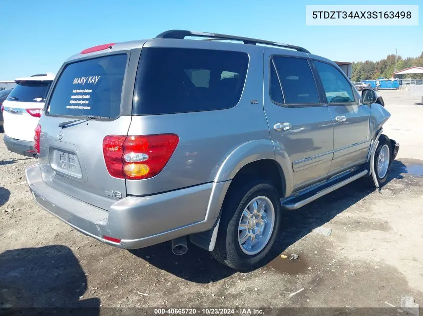 2003 Toyota Sequoia Sr5 V8 VIN: 5TDZT34AX3S163498 Lot: 40665720