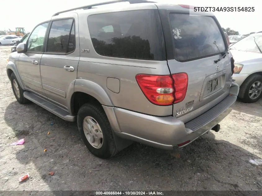 2003 Toyota Sequoia Sr5 V8 VIN: 5TDZT34A93S154825 Lot: 40666044