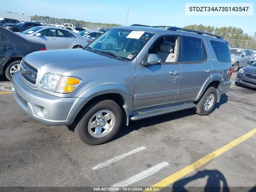 2003 Toyota Sequoia Sr5 V8 VIN: 5TDZT34A73S143547 Lot: 40723039