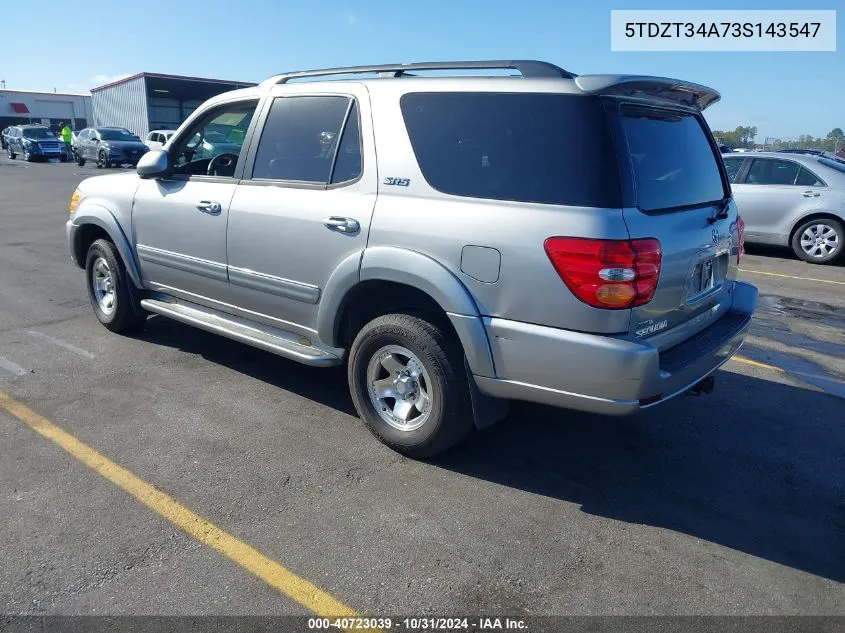 2003 Toyota Sequoia Sr5 V8 VIN: 5TDZT34A73S143547 Lot: 40723039