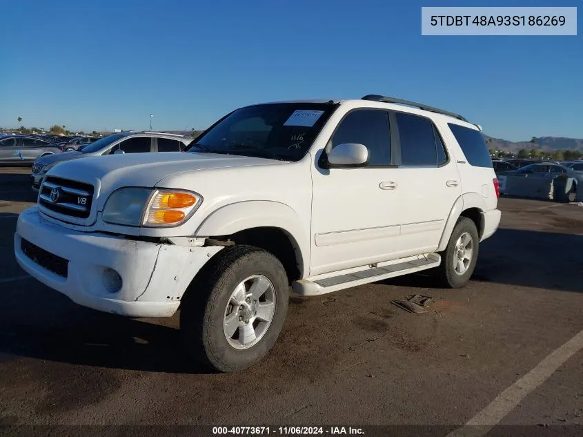 2003 Toyota Sequoia Limited V8 VIN: 5TDBT48A93S186269 Lot: 40773671