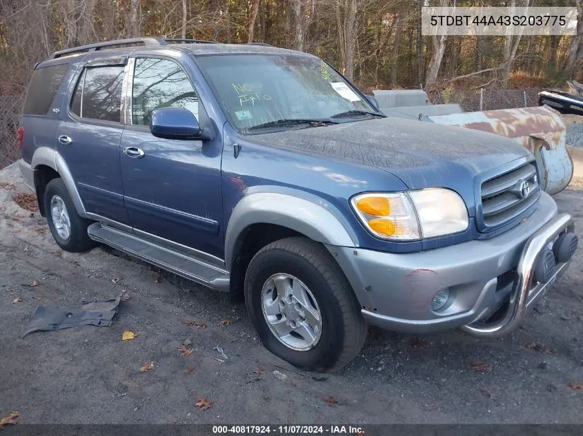 2003 Toyota Sequoia Sr5 V8 VIN: 5TDBT44A43S203775 Lot: 40817924