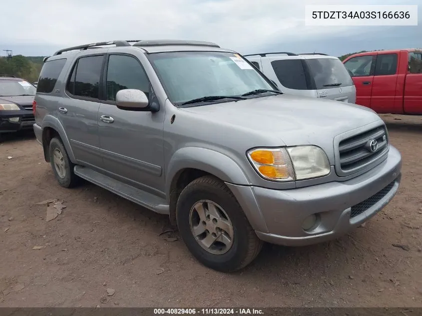 2003 Toyota Sequoia Sr5 V8 VIN: 5TDZT34A03S166636 Lot: 40829406