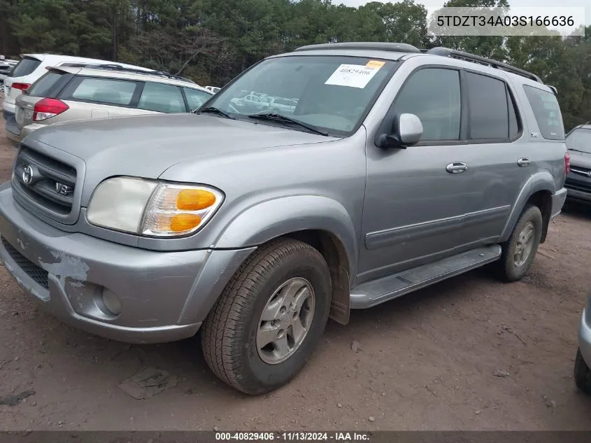 2003 Toyota Sequoia Sr5 V8 VIN: 5TDZT34A03S166636 Lot: 40829406